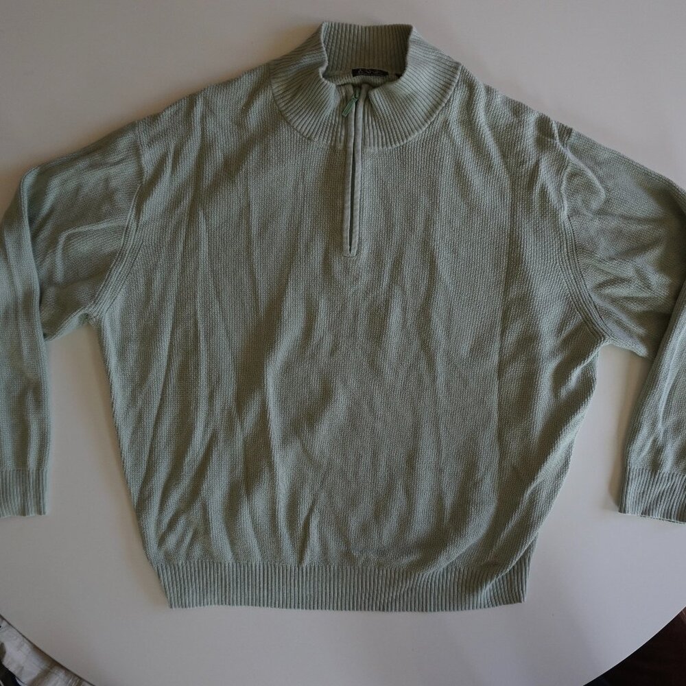 Pastel Green Quarter Zip Lightweight Sweater